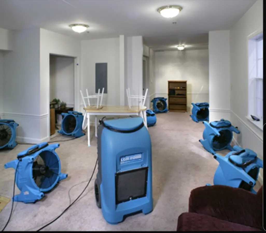 Air movers and dehumidifier setup for Water Damage Restoration in Doney Park